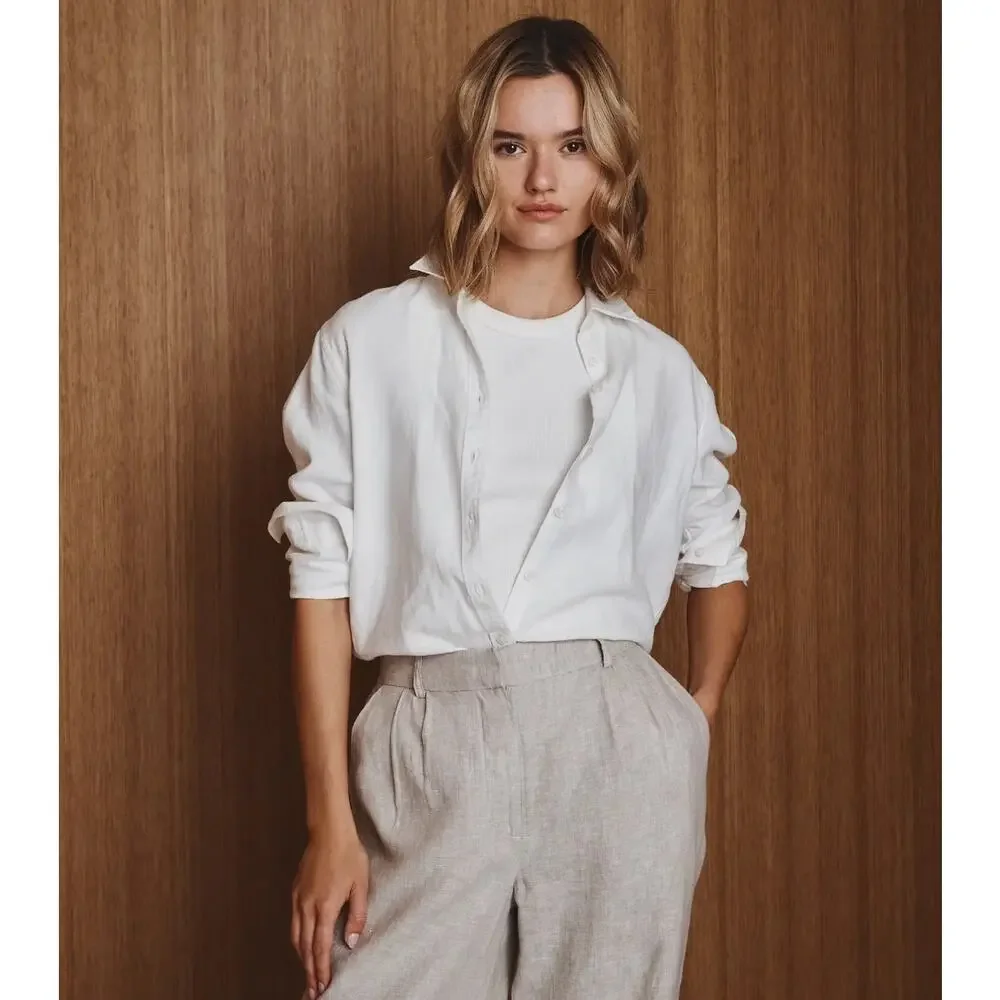 Quince 100% European Linen Pleated Trouser Flax 10 Classic Minimalist Hamptons